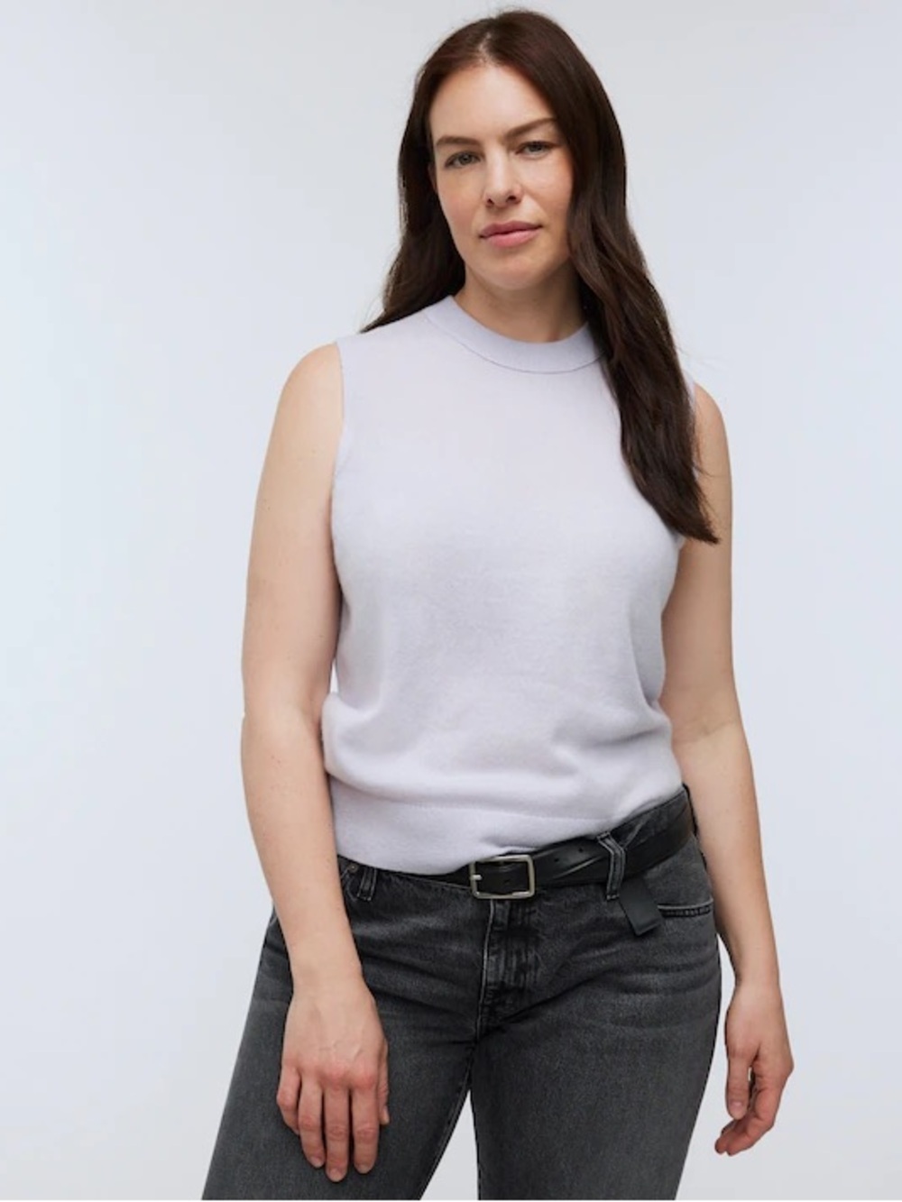 Madewell 100% Cashmere Crewneck Sweater Vest Heather Sky Gray Purple Size Small